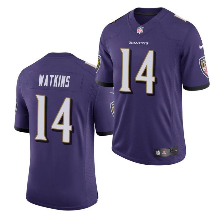 Men Baltimore Ravens #14 Sammy Watkins Nike Purple Limited Game NFL Jersey